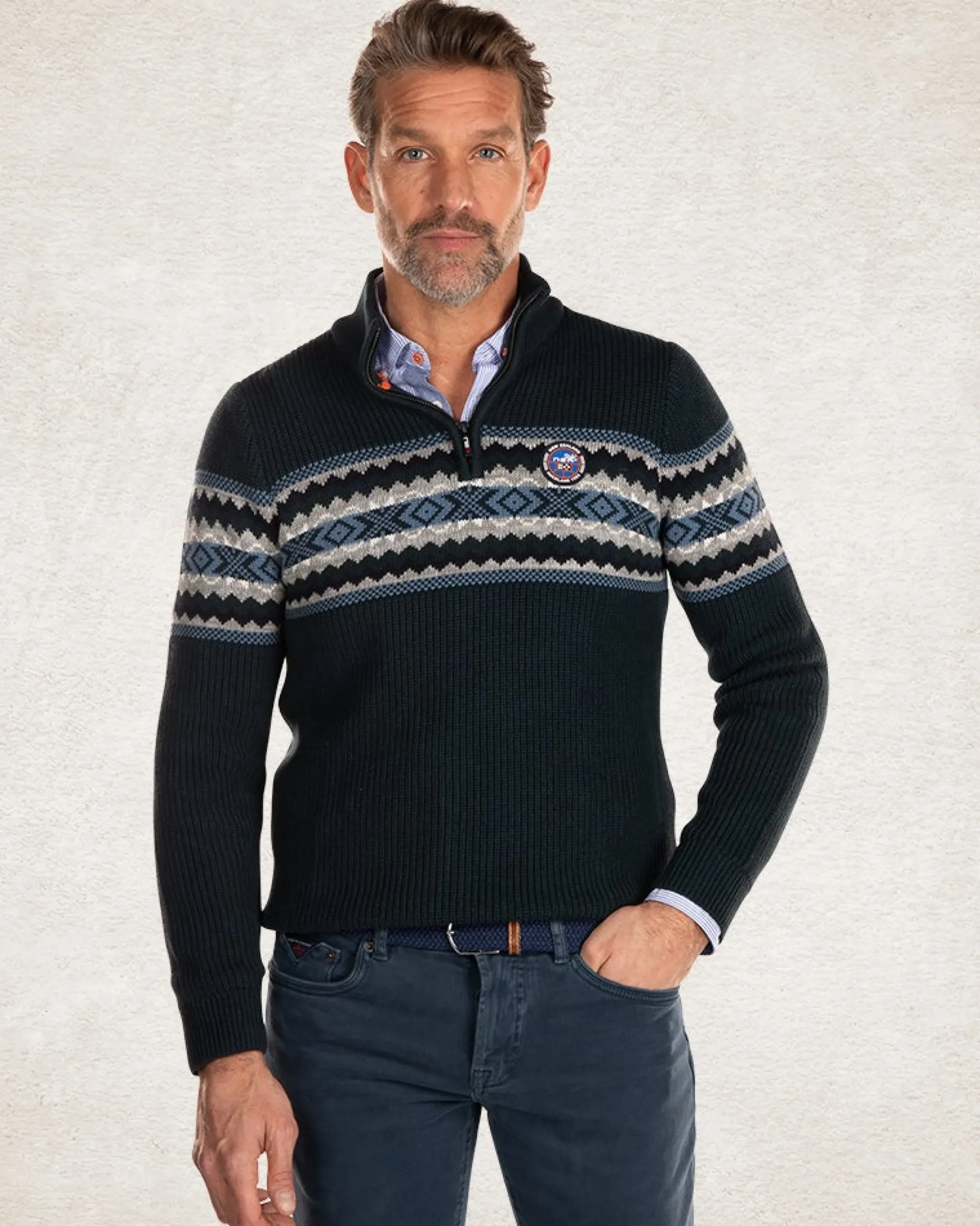 NZA New Zealand Auckland Gebreide trui met halve ritssluiting -