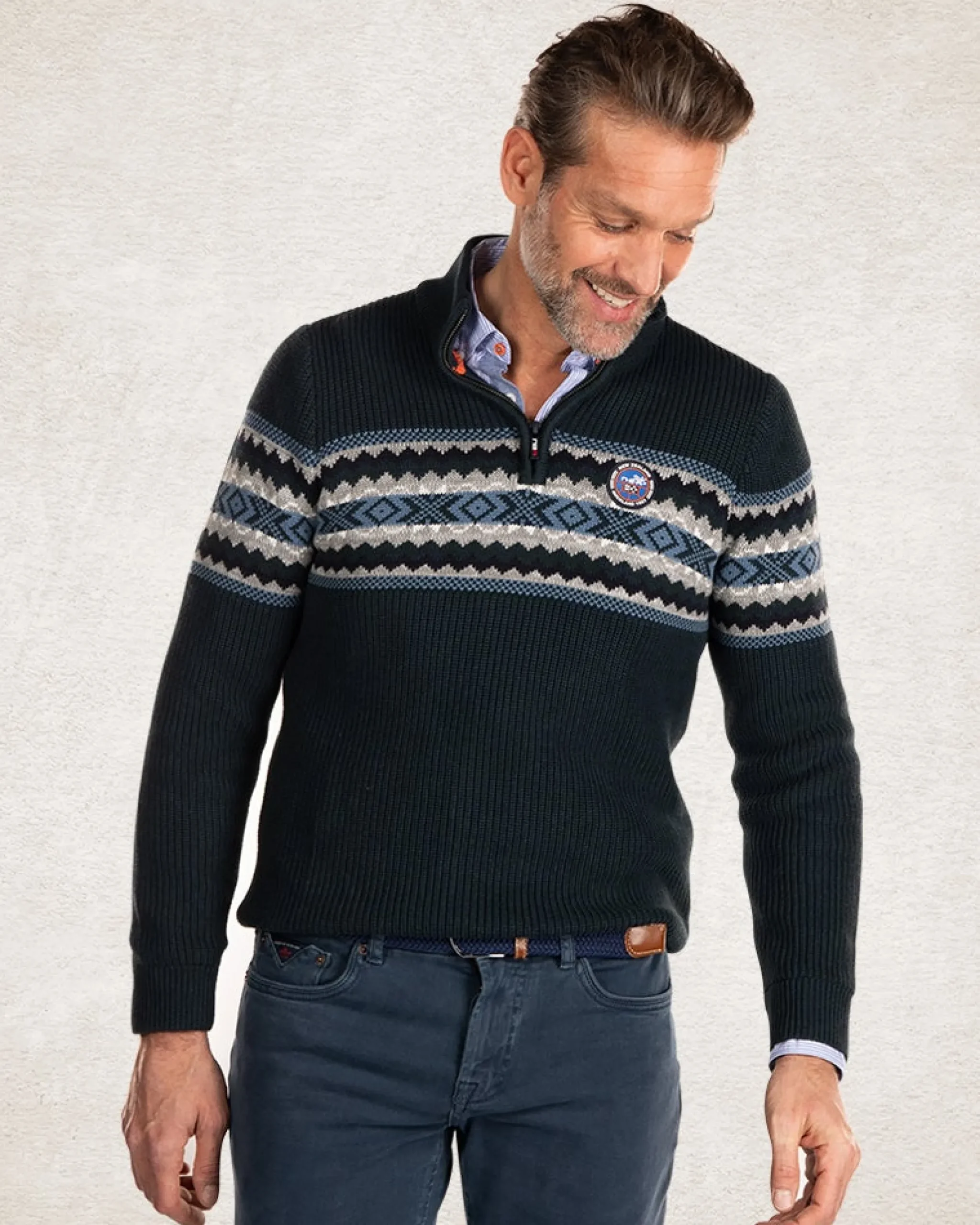 NZA New Zealand Auckland Gebreide trui met halve ritssluiting -