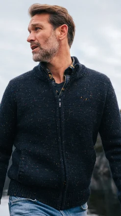 NZA New Zealand Auckland Gemêleerd donkerblauw wollen vest -