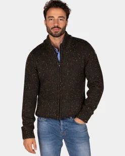 NZA New Zealand Auckland Gemêleerd donkerbruin wollen vest -