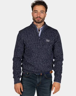 NZA New Zealand Auckland Gemêleerde donkerblauwe wollen pullover -