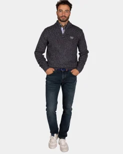 NZA New Zealand Auckland Gemêleerde donkerbruine wollen pullover -