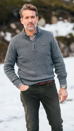 NZA New Zealand Auckland Gemêleerde grijze wollen pullover -