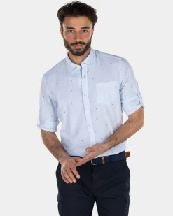 NZA New Zealand Auckland Geprint linnen overhemd -