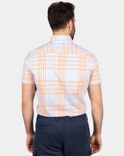 NZA New Zealand Auckland Geruit blauw met oranje overhemd -