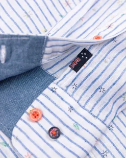 NZA New Zealand Auckland Gestreept linnen overhemd -