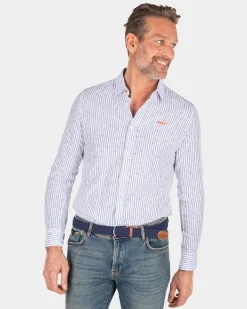 NZA New Zealand Auckland Gestreept linnen overhemd -