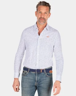 NZA New Zealand Auckland Gestreept linnen overhemd -