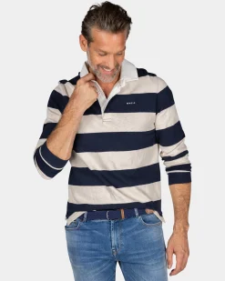 NZA New Zealand Auckland Gestreept zwart wit rugbyshirt -