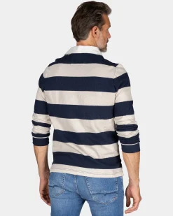 NZA New Zealand Auckland Gestreept zwart wit rugbyshirt -