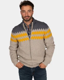 NZA New Zealand Auckland Grijs wollen vest met geel motief -