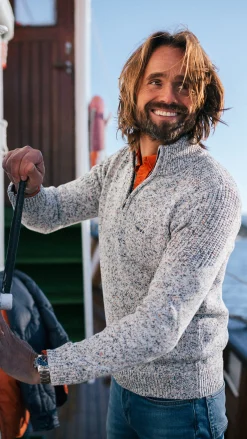 NZA New Zealand Auckland Grijze gebreide trui met halve rits -