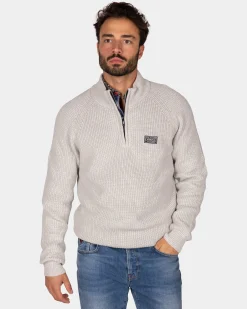 NZA New Zealand Auckland Grijze katoenen trui met halve rits -