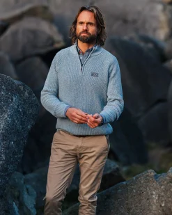 NZA New Zealand Auckland Grijze katoenen trui met halve rits -