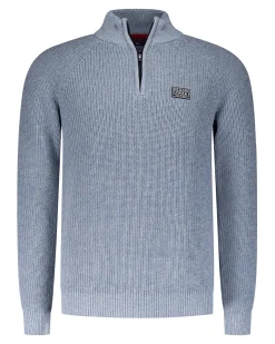 NZA New Zealand Auckland Grijze katoenen trui met halve rits -