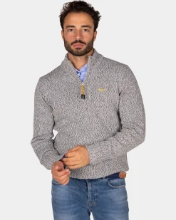 NZA New Zealand Auckland Grijze wollen pullover met halve rits -