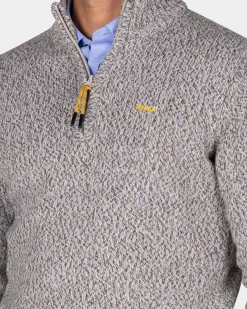 NZA New Zealand Auckland Grijze wollen pullover met halve rits -