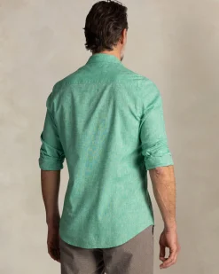 NZA New Zealand Auckland Groen katoen linnen overhemd met lange mouw