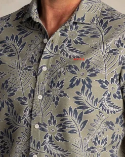 NZA New Zealand Auckland Groen overhemd met blauw witte bladprint