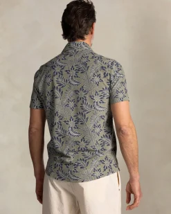 NZA New Zealand Auckland Groen overhemd met blauw witte bladprint