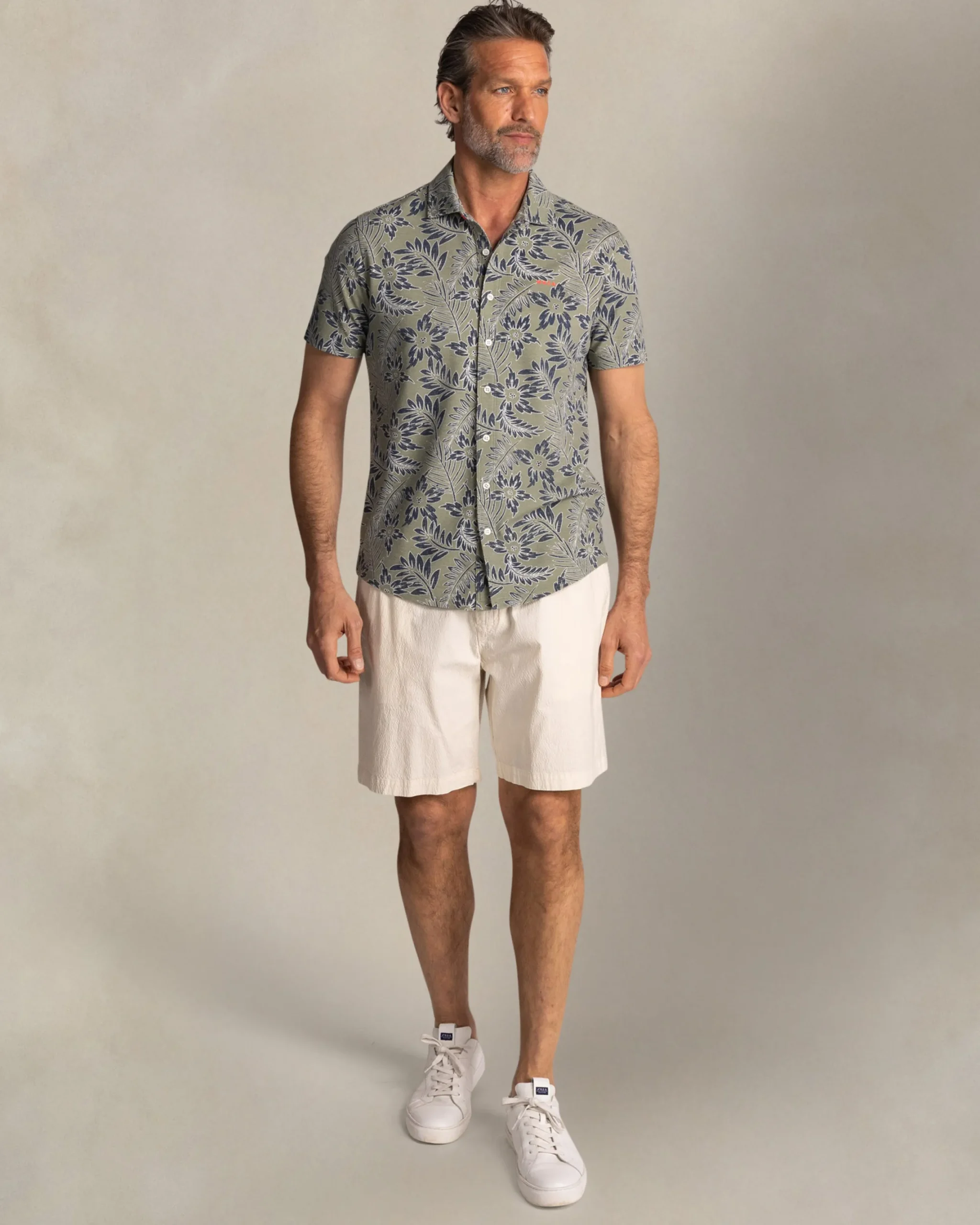 NZA New Zealand Auckland Groen overhemd met blauw witte bladprint