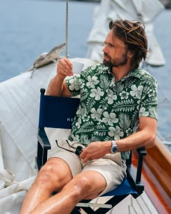 NZA New Zealand Auckland Groen overhemd met witte bloemenprint