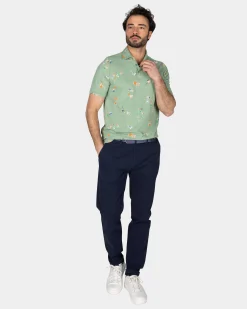 NZA New Zealand Auckland Groen poloshirt met bladprint