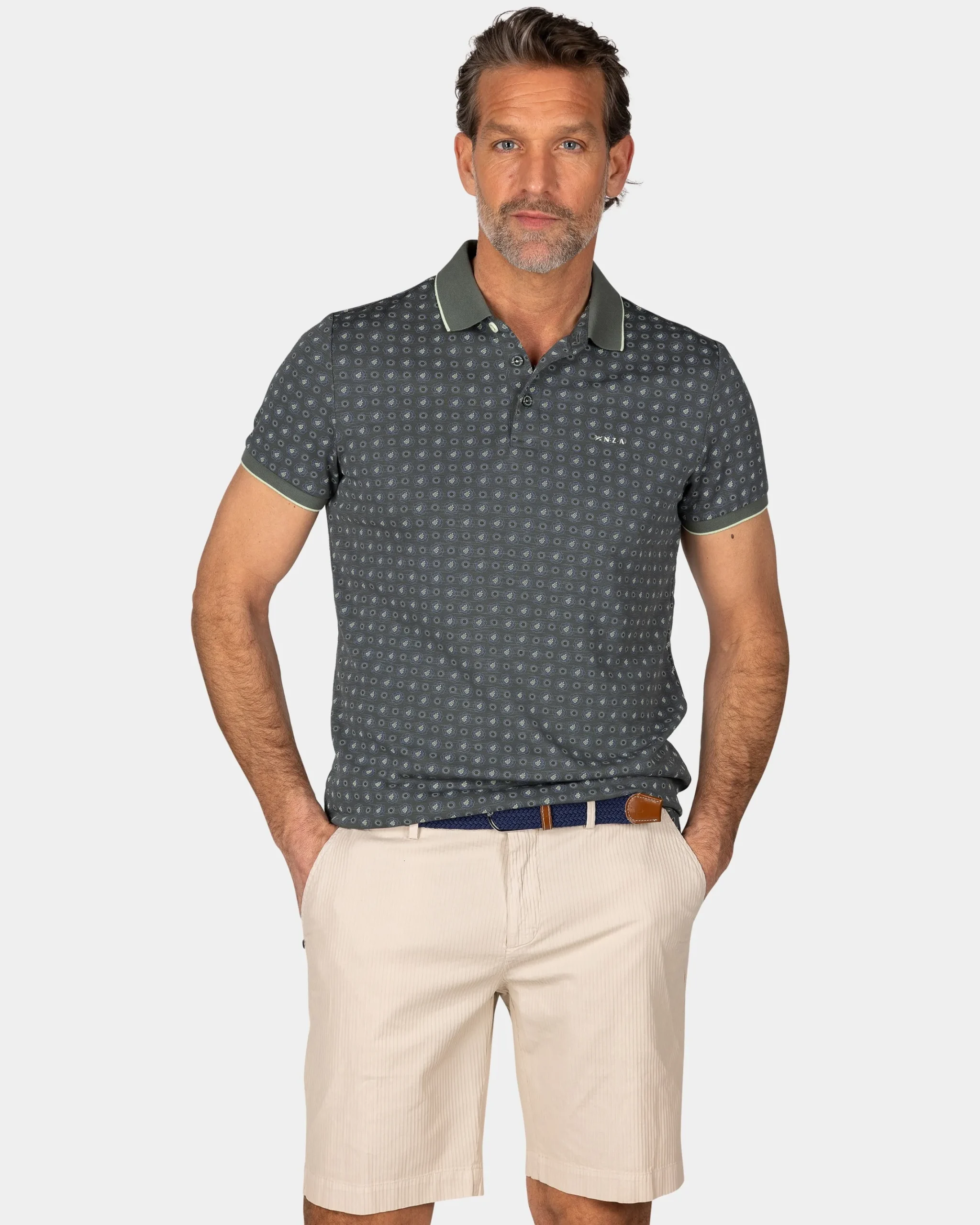 NZA New Zealand Auckland Groen poloshirt met kleine stippen