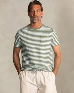 NZA New Zealand Auckland Groen t-shirt met lichtgroene strepen