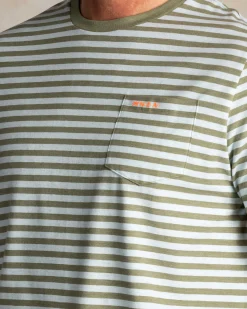 NZA New Zealand Auckland Groen t-shirt met lichtgroene strepen