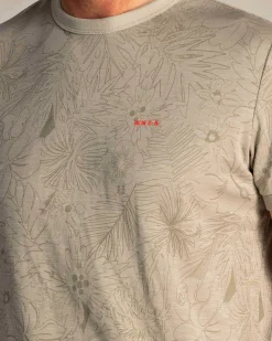 NZA New Zealand Auckland Groen t-shirt met ronde hals en bladprint