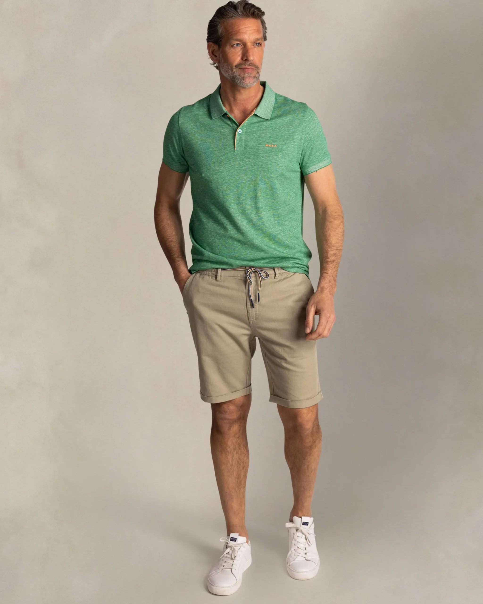 NZA New Zealand Auckland Groene effen polo met katoen en linnen