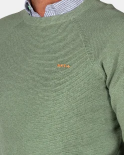 NZA New Zealand Auckland Groene effen pullover met ronde hals