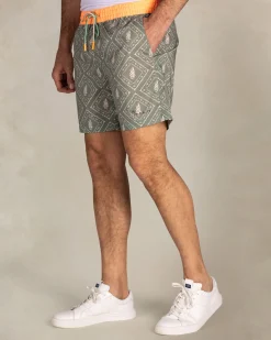 NZA New Zealand Auckland Groene geprinte zwembroek met oranje rand