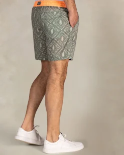 NZA New Zealand Auckland Groene geprinte zwembroek met oranje rand