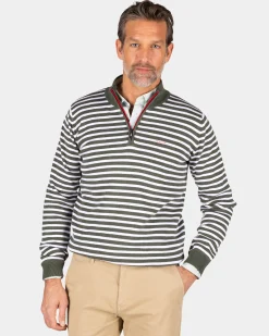 NZA New Zealand Auckland Groene gestreepte trui met halve rits