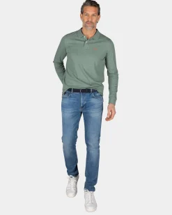 NZA New Zealand Auckland Groene katoenen longsleeve polo