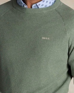 NZA New Zealand Auckland Groene katoenen trui met ronde hals