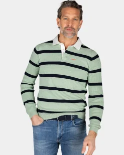 NZA New Zealand Auckland Groene longsleeve polo met donkergroene strepen