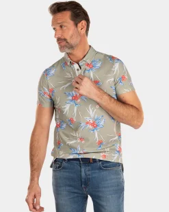 NZA New Zealand Auckland Groene polo met bloemenprint -