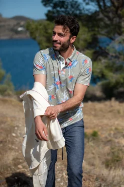 NZA New Zealand Auckland Groene polo met bloemenprint -