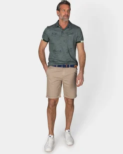 NZA New Zealand Auckland Groengrijze polo met bladprint