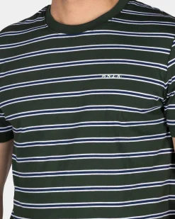 NZA New Zealand Auckland Groen-wit gestreept katoenen t-shirt