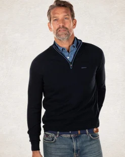 NZA New Zealand Auckland Katoen kasjmier trui met halve rits -