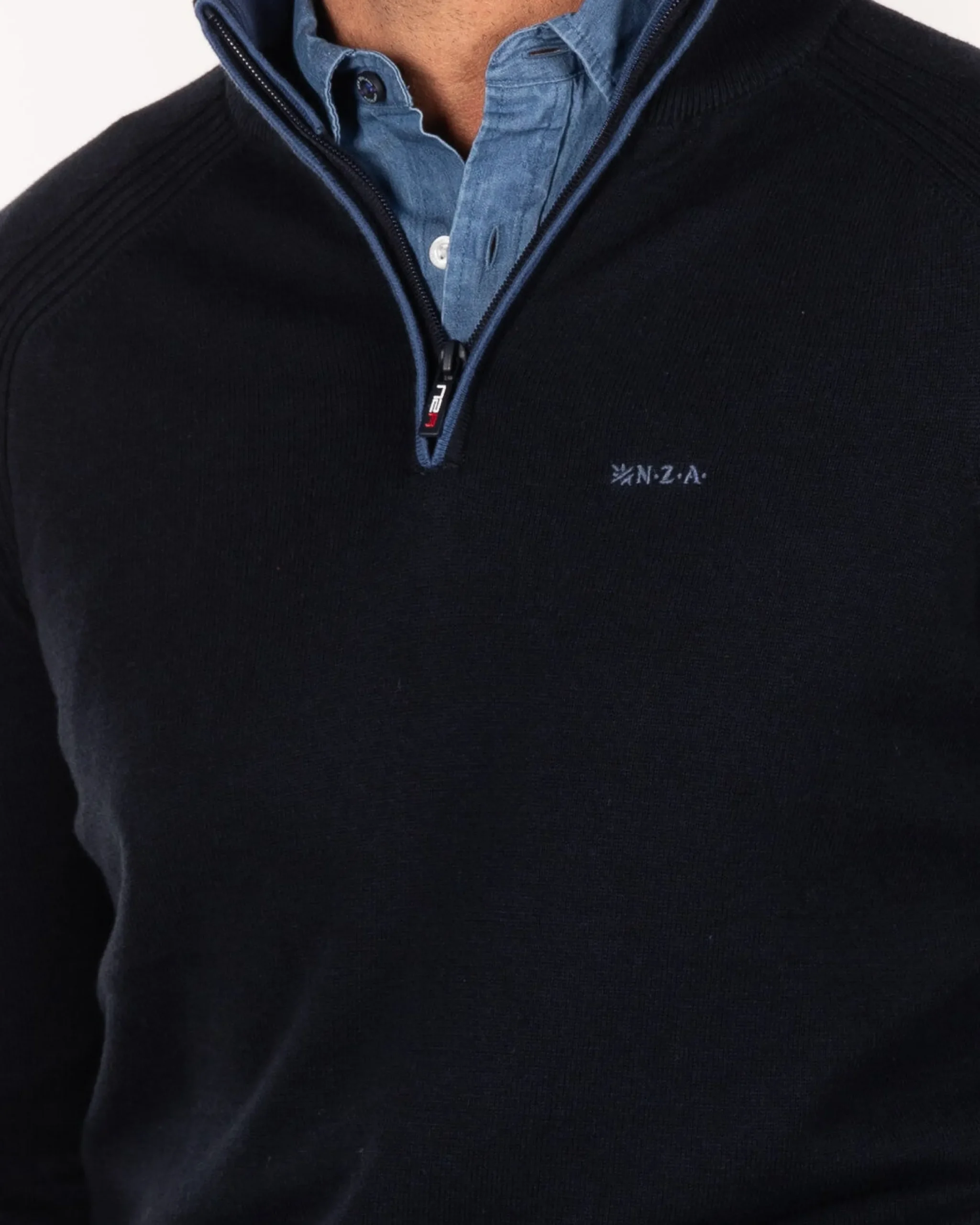 NZA New Zealand Auckland Katoen kasjmier trui met halve rits -