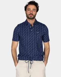 NZA New Zealand Auckland Katoenen blauwe polo met kleine stippen