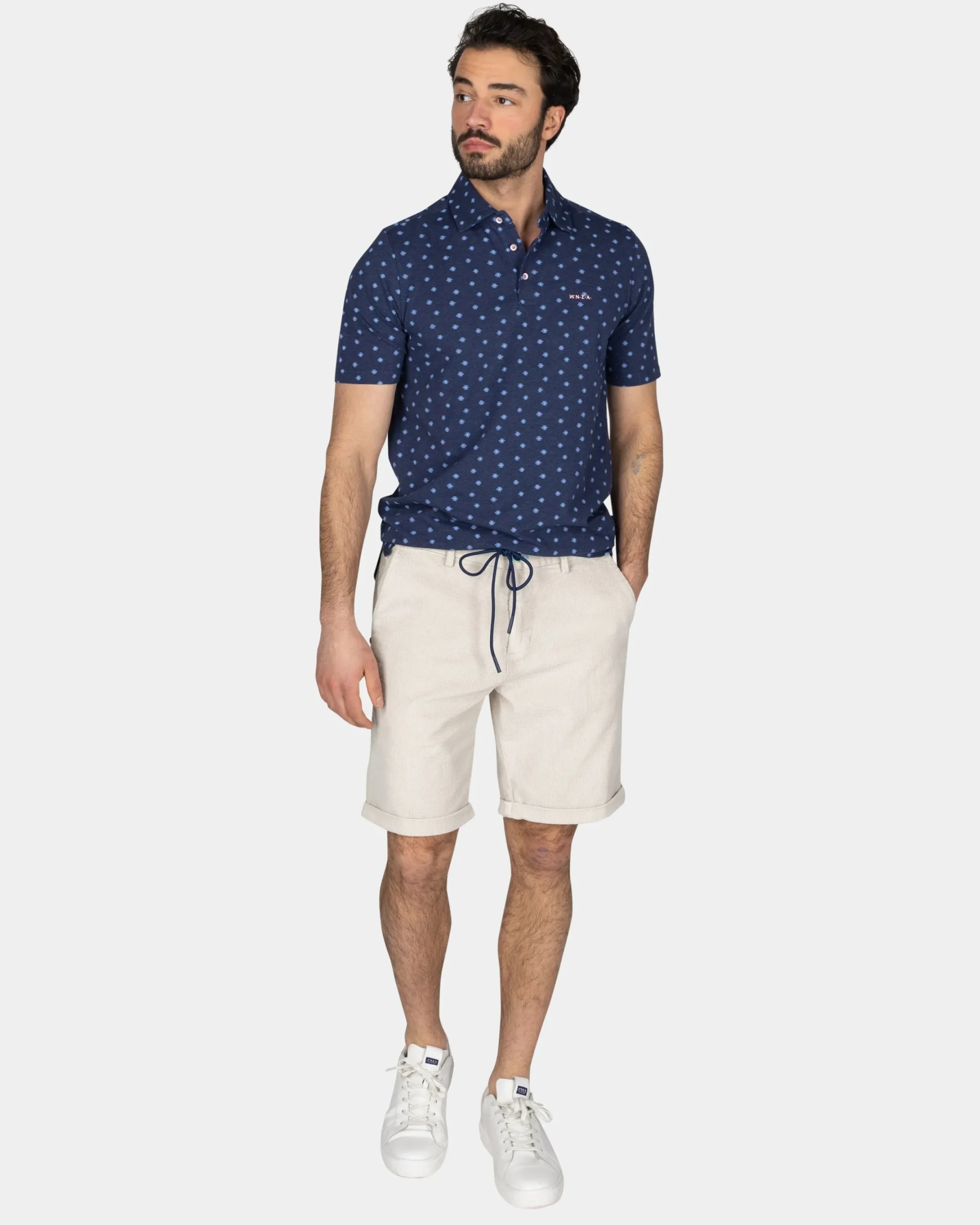 NZA New Zealand Auckland Katoenen blauwe polo met kleine stippen