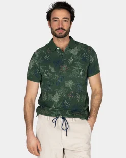 NZA New Zealand Auckland Katoenen groene polo met bladprint