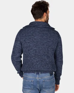 NZA New Zealand Auckland Katoenen navy gebreide trui met halve rits -