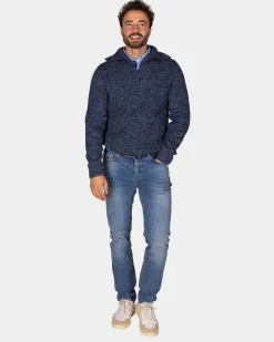 NZA New Zealand Auckland Katoenen navy gebreide trui met halve rits -